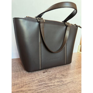 Vintage Burberry Brown Leather Tote Bag with Nova Check Interior